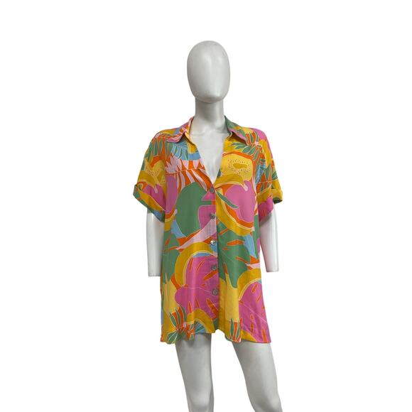 Show Me Your Mumu 'Parker' Green Cotton Button Down Shirt Size M - NWT - Picture 2 of 5